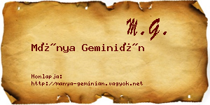 Mánya Geminián névjegykártya